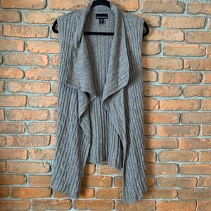 Cynthia Rowley Sleeveless Cardigan Womens Size Medium Beige Open Front Knit Vest